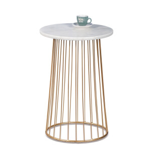 Masuta marmura alba fier auriu 40 x 59 cm