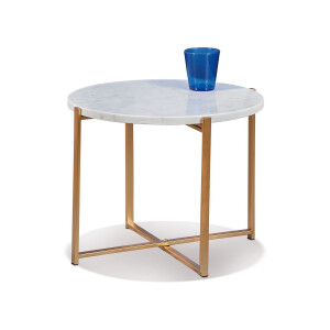 Masuta marmura alba fier auriu 48,5 x 38,5 cm 