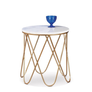 Masuta marmura alba fier auriu 44 x 48,5 cm