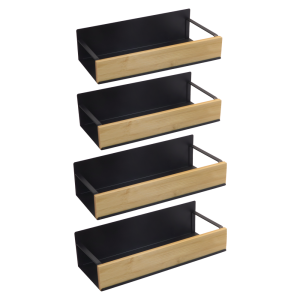 Set 4 polite otel negru bambus maro Zober 2 x 27x8,5x7,5 cm, 2 x 29,5x9,5x7,5 cm