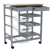 Carucior servire mdf gri lemn natur Barabe 67x37x76 cm