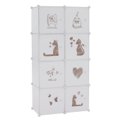 Dulap modular pentru camera copii metal plastic alb maro Kirby 75x37x147 cm