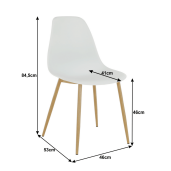 Scaun plastic alb metal natur Sintia 46x84,5x53 cm