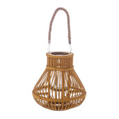 Set 2 felinare bambus portocaliu sticla Belem Ø25x25h