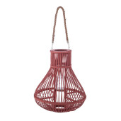 Set 2 felinare bambus roz sticla Belem Ø34x41h