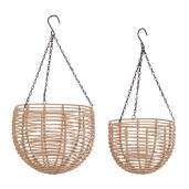 Set 2 suporturi ghivece flori poliratan maro Yulian Ø25x23-55h; ø30x25-60h