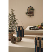 Cos decorativ hartie maro natur turcoaz Kya Ø28x38h