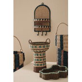 Cos decorativ hartie maro natur turcoaz Kya ø36x39h