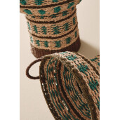 Set 2 cosuri decorative hartie maro natur turcoaz Kya Ø28x38h; ø36x39h
