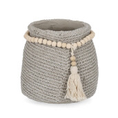 Ghiveci flori ciment gri lemn natur Xavier Ø17,5x17,5h