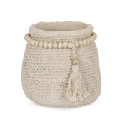 Ghiveci flori ciment ivoire lemn natur Xavier Ø17,5x17,5h