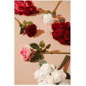 Buchet Trandafiri artificiali albi verzi Ø22x28h