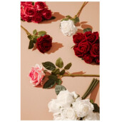 Set 3 Trandafiri artificiali albi verzi Ø10x43h