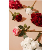 Set 3 Trandafiri artificiali rosii verzi Ø10x43h