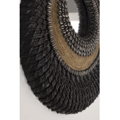Decoratiune de perete polirasina negru crem cu oglinda Zulu 33.5 cm x 4 cm x 33.5 cm
