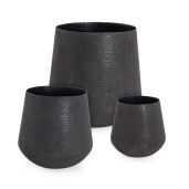 Set 3 ghivece flori metal negru Kenar Ø27x35,5h; ø37x48,5h; ø48x61h