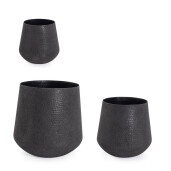 Set 3 ghivece flori metal negru Kenar Ø27x35,5h; ø37x48,5h; ø48x61h