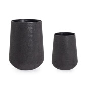 Set 2 ghivece flori metal negru Kenar Ø28x51h; ø41x67,5h