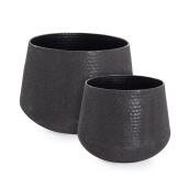 Set 2 ghivece flori metal negru Kenar Ø38x37h; ø48x42h