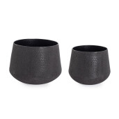 Set 2 ghivece flori metal negru Kenar Ø38x37h; ø48x42h