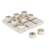 Joc X-0 marmura alba metal auriu 15x15x3h