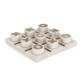 Joc X-0 marmura alba metal auriu 15x15x3h