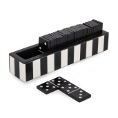 Joc Domino decorativ polirasina neagra alba 20,5x4,5x5,5h