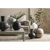 Vaza flori sticla bej metal negru Siva Ø39x36h