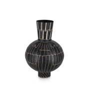 Vaza flori sticla neagra metal bej Siva Ø23,5x33h