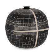Vaza flori sticla neagra metal bej Siva Ø39x36h