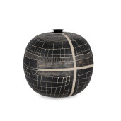 Vaza flori sticla neagra metal bej Siva Ø39x36h