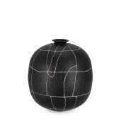 Vaza flori sticla neagra metal bej Siva Ø26x29h