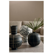 Vaza flori ceramica neagra metal natur Siva Ø26x29h