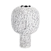 Vaza flori sticla alba metal negru Raini Ø34,5x50h