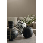 Vaza flori sticla alba metal negru Raini Ø31x43h