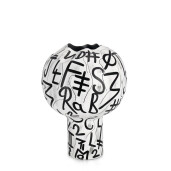 Vaza flori sticla alba metal negru Raini Ø31x43h