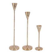 Set 3 sfesnice aluminiu auriu Sagar Ø9,5x31h; ø13x46h; ø13x58h