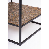 Set 2 masute aluminiu auriu metal negru Mysore 35x35x103h; 40x40x123h