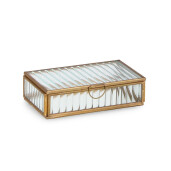 Cutie bijuterii sticla metal auriu Tehri 18x10,5x4,5h