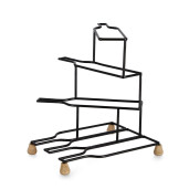 Suport 6 sticle vin otel negru mdf maro Isaac 37x35x36 cm