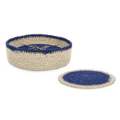 Set 4 suporturi pahare, cos zambila apa natur albastru Tuy Ø12x4h