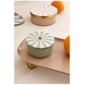 Bol decorativ, depozitare metal verde alb auriu Donya Ø11x7,5h