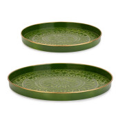 Set 2 tavi otel verde auriu Meknes Ø30x2,5h; ø40x3 cm