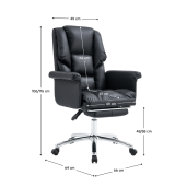 Scaun birou suport picioare piele ecologica neagra Rodik 66x64x106-116 cm