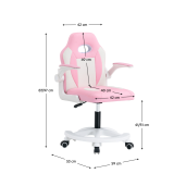 Scaun birou piele ecologica alba roz Odelia 59x53x87-97 cm