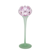 Suport lumanare sticla verde mov Mathilda Ø8x25,5h