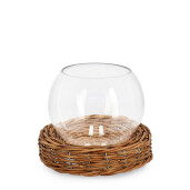 Vaza flori sticla ratan maro Lolly Ø21x17h