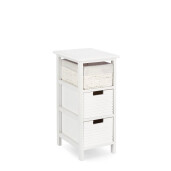 Comoda lemn alb textil bej Leonie 26x32x62h