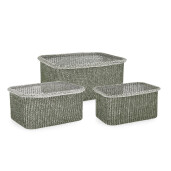 Set 3 cosuri depozitare verzi Amalya 32x22x17h; 37x27x18,5; 42x30x19,5h
