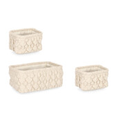 Set 3 cosuri depozitare textil ivoire Yuna 18x14x12h (2); 30x20x13h